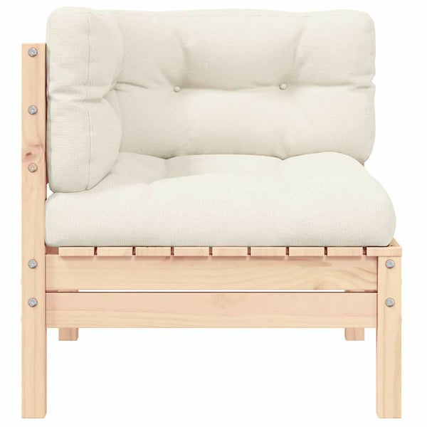 vidaXL Garden Corner Sofa with Cushions Cream Solid Pine Wood