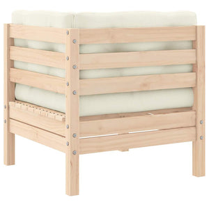 vidaXL Garden Corner Sofa with Cushions Cream Solid Pine Wood