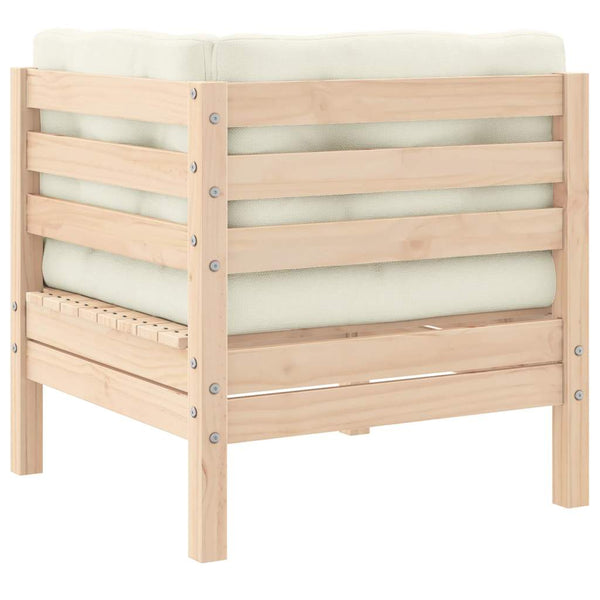 vidaXL Garden Corner Sofa with Cushions Cream Solid Pine Wood