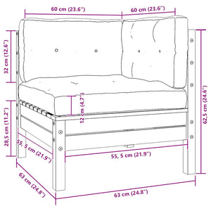 vidaXL Garden Corner Sofa with Cushions Cream Solid Pine Wood
