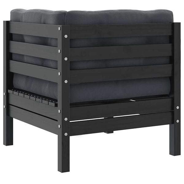 vidaXL Garden Corner Sofa with Anthracite Cushions Grey Solid Pine Wood