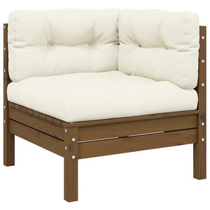 vidaXL Garden Corner Sofa with Cushions Honey Brown Solid Pine Wood