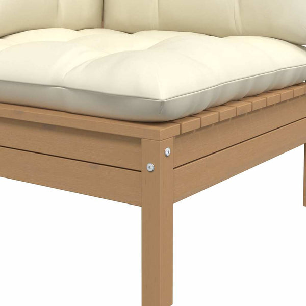 vidaXL Garden Corner Sofa with Cushions Honey Brown Solid Pine Wood