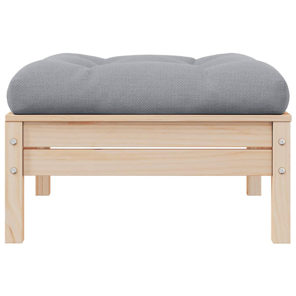 vidaXL Garden Stool with Grey Cushion Solid Pine Wood