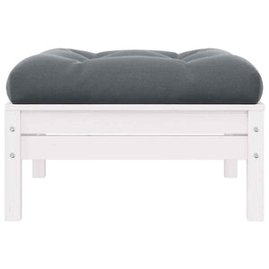vidaXL Garden Stool with Anthracite Cushion White Solid Pine Wood