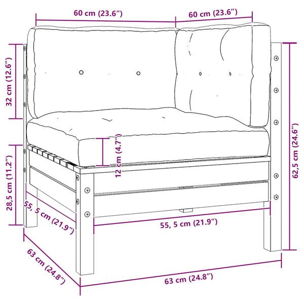 vidaXL 2-Seater Garden Sofa with Cushions Grey Solid Pine Wood