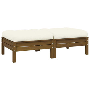 vidaXL 2-Seater Garden Sofa with Cream Cushions Solid Pine Wood