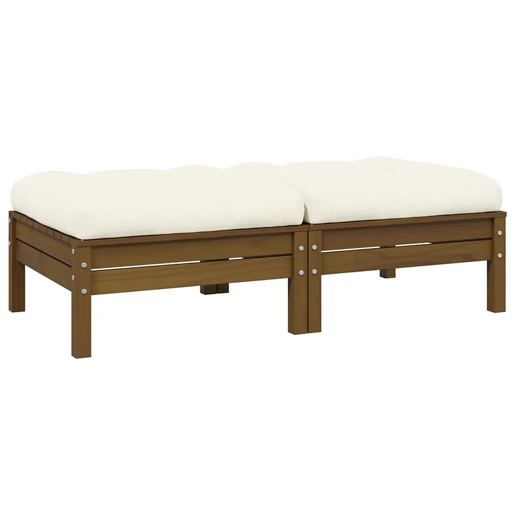 vidaXL 2-Seater Garden Sofa with Cream Cushions Solid Pine Wood