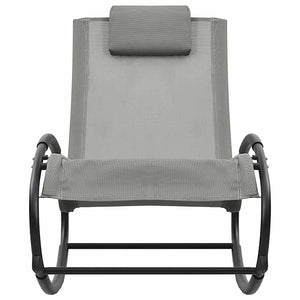 vidaXL Sun Lounger with Cushion Steel and Textilene Grey