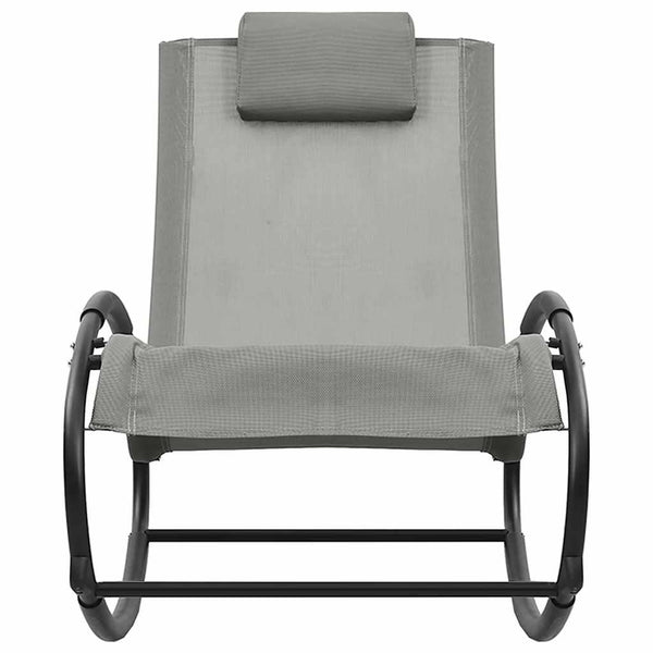 vidaXL Sun Lounger with Cushion Steel and Textilene Grey