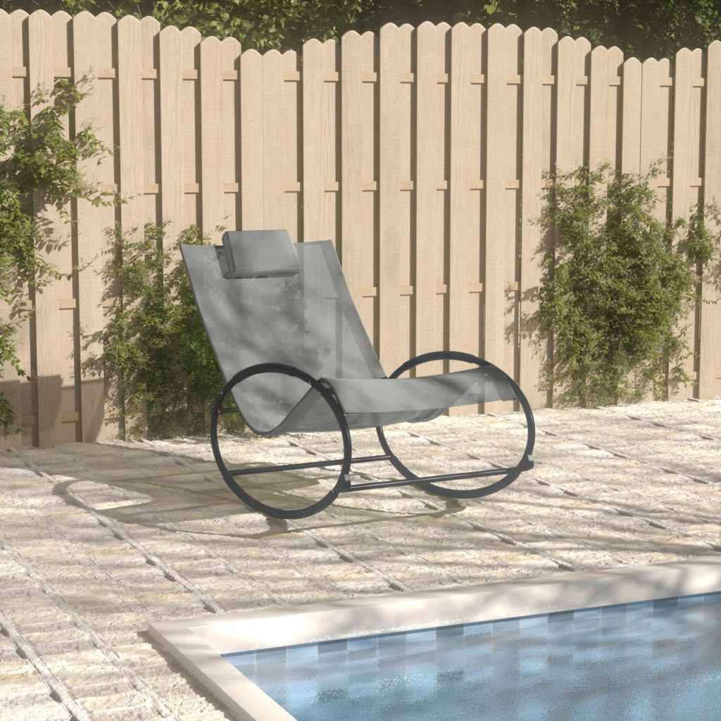 vidaXL Sun Lounger with Cushion Steel and Textilene Grey