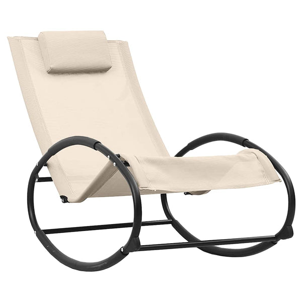 vidaXL Sun Lounger with Cushion Steel and Textilene Cream