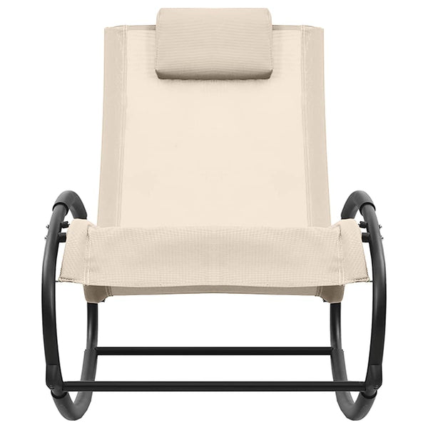 vidaXL Sun Lounger with Cushion Steel and Textilene Cream
