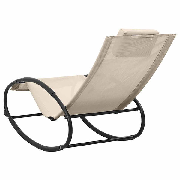 vidaXL Sun Lounger with Cushion Steel and Textilene Cream
