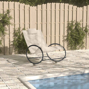 vidaXL Sun Lounger with Cushion Steel and Textilene Cream