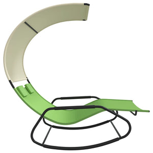 vidaXL Double Sun Lounger with Canopy Green and Cream