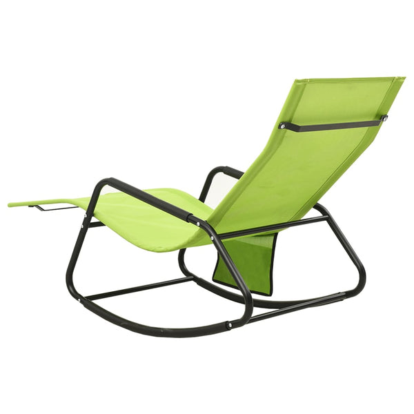 vidaXL Sun Lounger Steel and Textilene Green