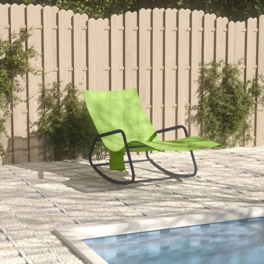 vidaXL Sun Lounger Steel and Textilene Green