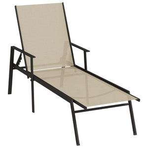 vidaXL Sun Lounger Steel and Textilene Cream