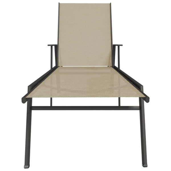vidaXL Sun Lounger Steel and Textilene Cream