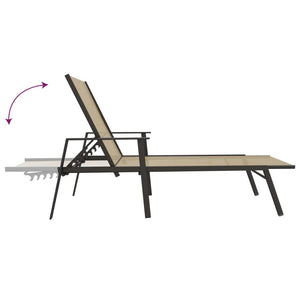 vidaXL Sun Lounger Steel and Textilene Cream