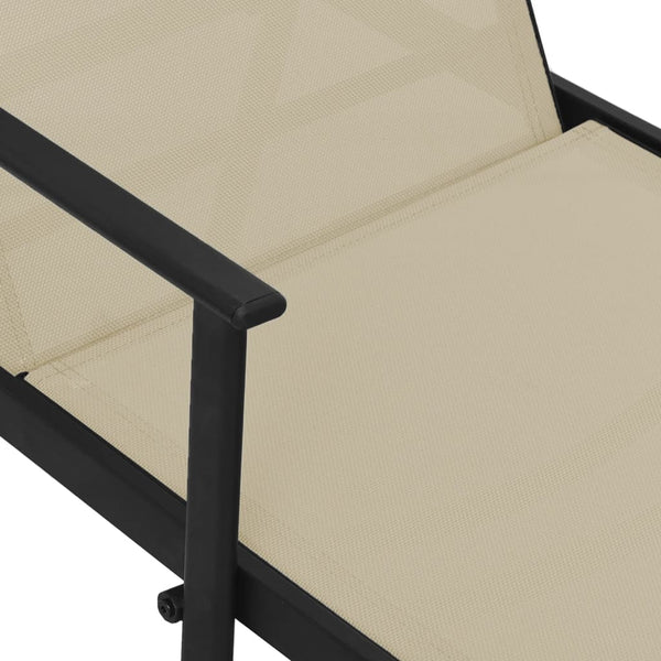 vidaXL Sun Lounger Steel and Textilene Cream