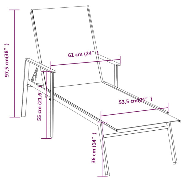 vidaXL Sun Lounger Steel and Textilene Cream