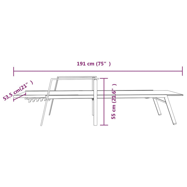 vidaXL Sun Lounger Steel and Textilene Cream