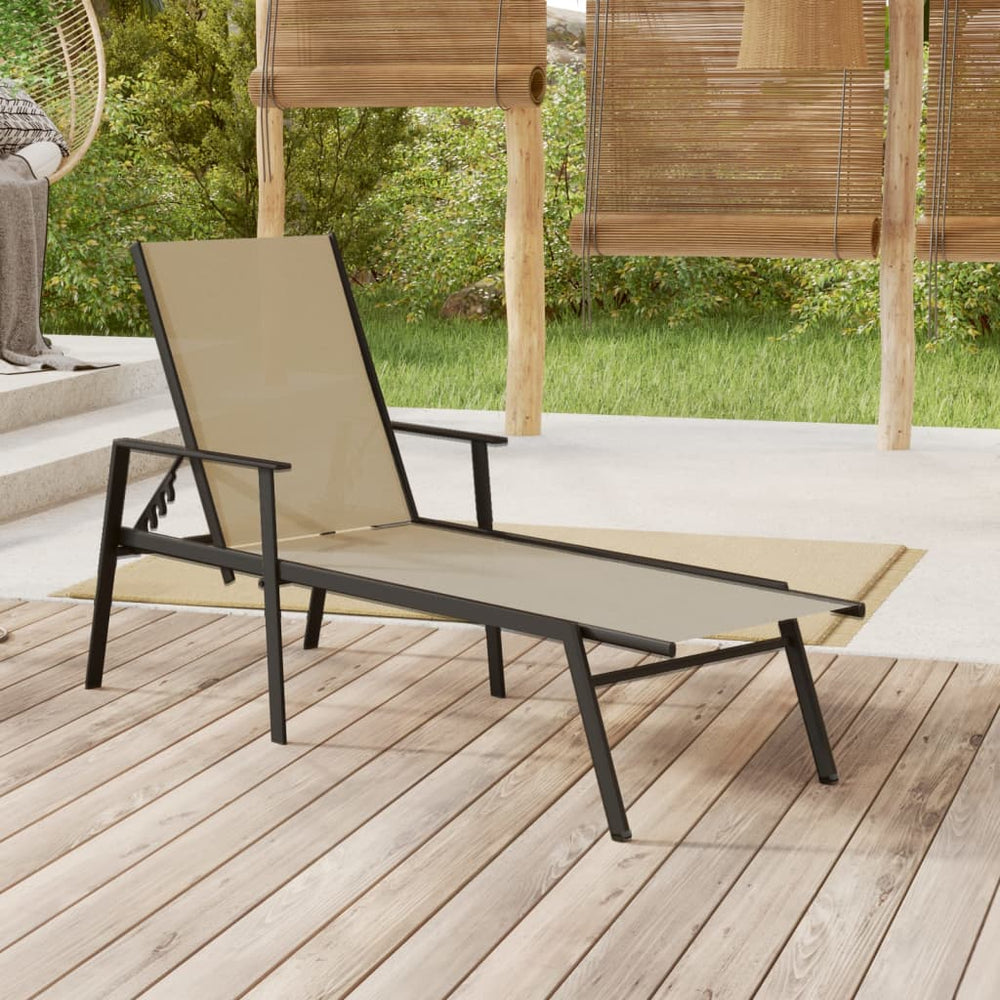 vidaXL Sun Lounger Steel and Textilene Cream