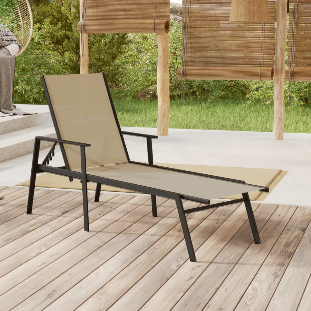vidaXL Sun Lounger Steel and Textilene Cream