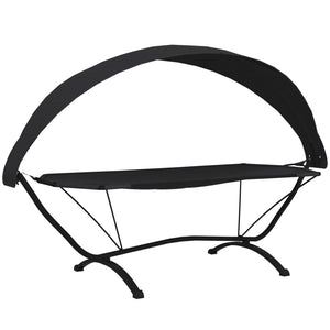 vidaXL Outdoor Lounge Bed with Canopy Black Steel and Oxford Fabric