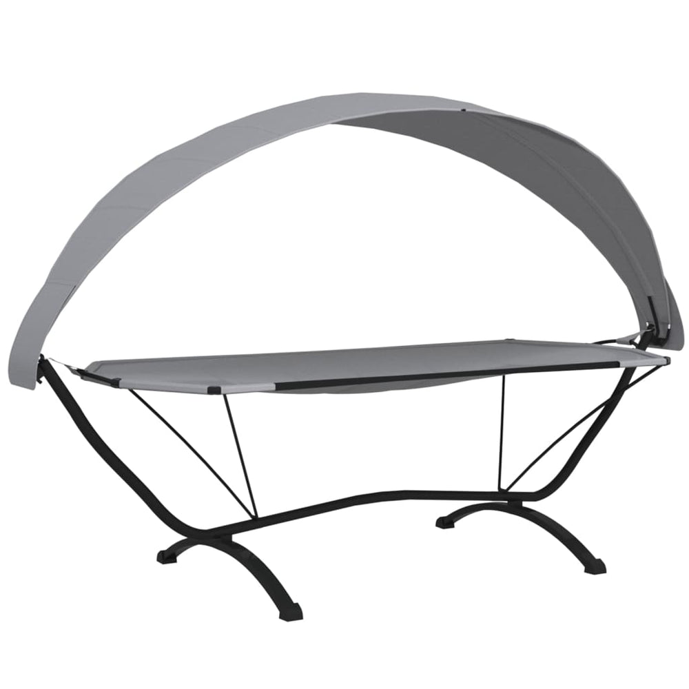 vidaXL Outdoor Daybed with Roof Grey Steel and Oxford Fabric