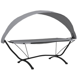 vidaXL Outdoor Daybed with Roof Grey Steel and Oxford Fabric