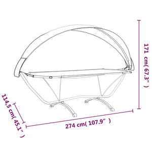vidaXL Outdoor Daybed with Roof Grey Steel and Oxford Fabric