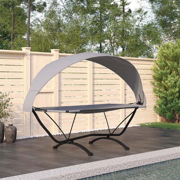 vidaXL Outdoor Daybed with Roof Grey Steel and Oxford Fabric