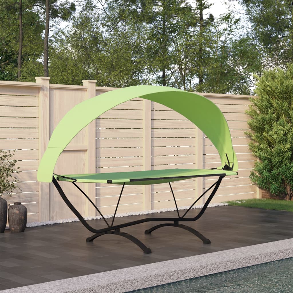 vidaXL Outdoor Lounge Bed with Roof Green Steel and Oxford Fabric