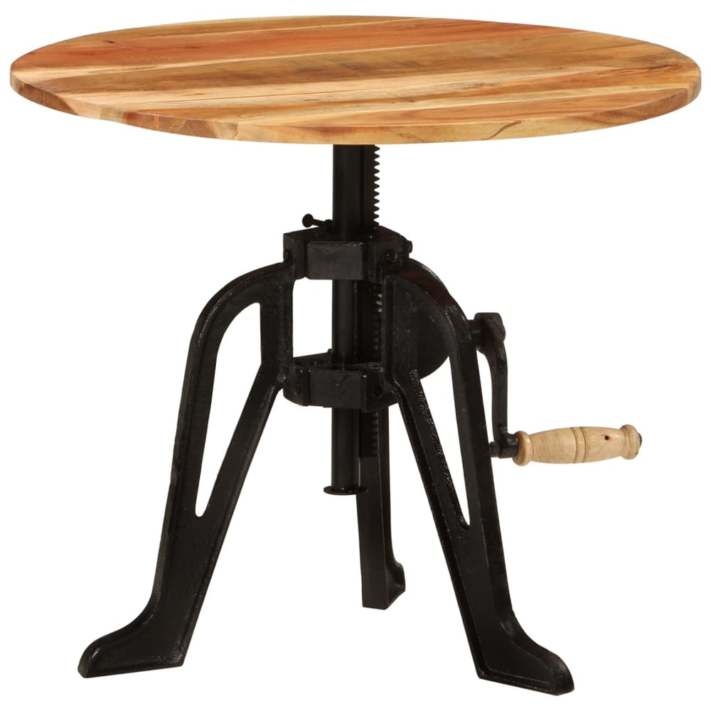 vidaXL Side Table 60x(42-62) cm Solid Acacia Wood and Cast Iron