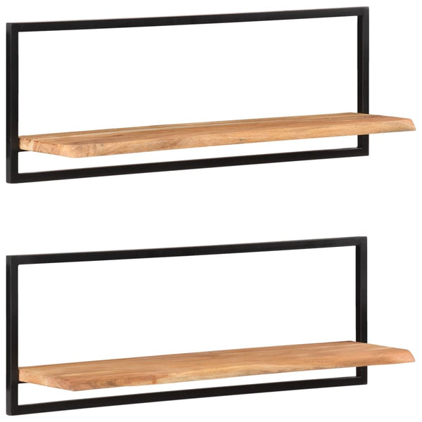vidaXL Wall Shelves 2 pcs 100x24x35 cm Solid Acacia Wood and Steel