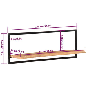 vidaXL Wall Shelves 2 pcs 100x24x35 cm Solid Acacia Wood and Steel