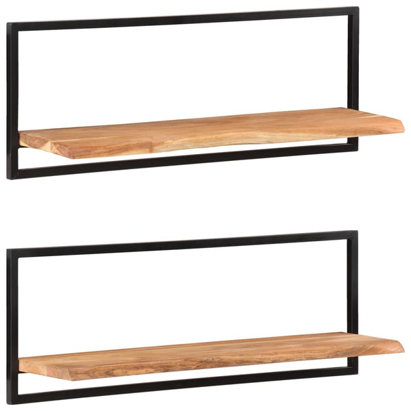 vidaXL Wall Shelves 2 pcs 100x24x35 cm Solid Acacia Wood and Steel