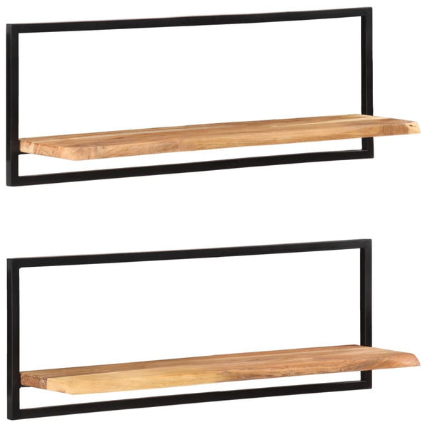 vidaXL Wall Shelves 2 pcs 100x24x35 cm Solid Acacia Wood and Steel