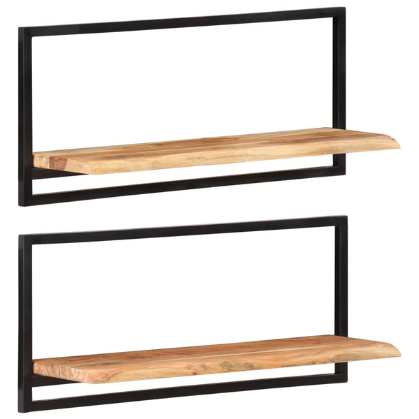 vidaXL Wall Shelves 2 pcs 80x25x35 cm Solid Acacia Wood and Steel