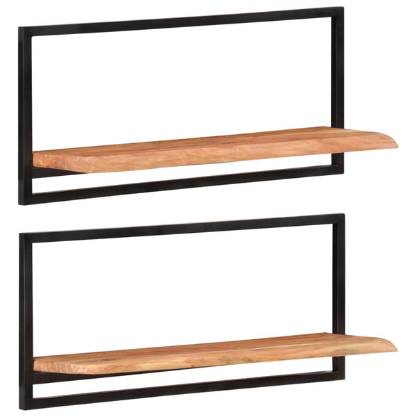 vidaXL Wall Shelves 2 pcs 80x25x35 cm Solid Acacia Wood and Steel
