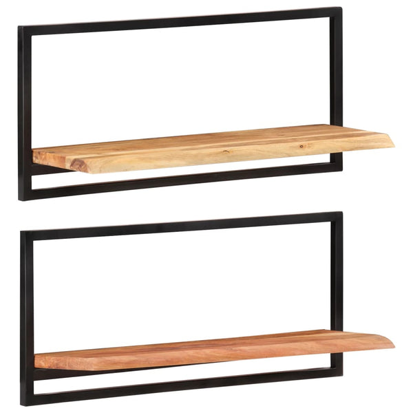 vidaXL Wall Shelves 2 pcs 80x25x35 cm Solid Acacia Wood and Steel