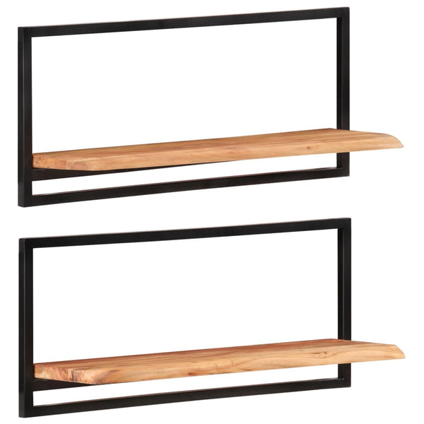 vidaXL Wall Shelves 2 pcs 80x25x35 cm Solid Acacia Wood and Steel