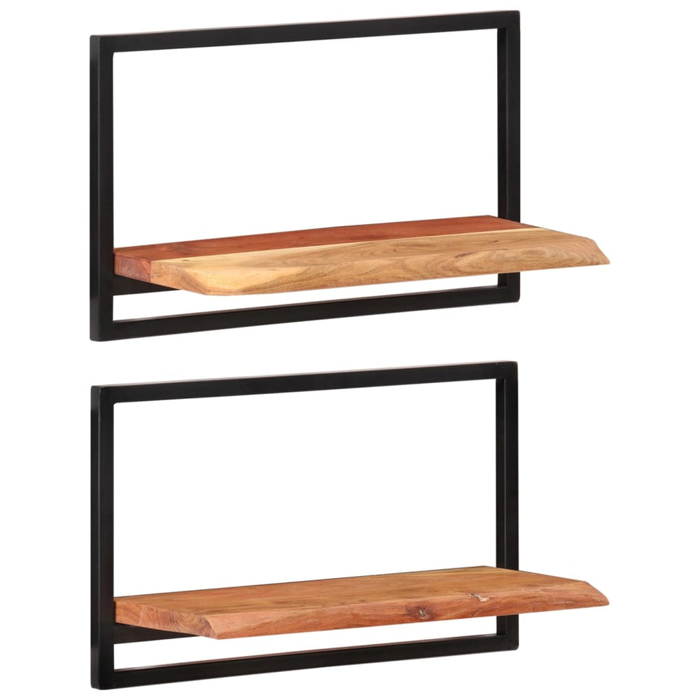 vidaXL Wall Shelves 2 pcs 60x25x35 cm Solid Acacia Wood and Steel