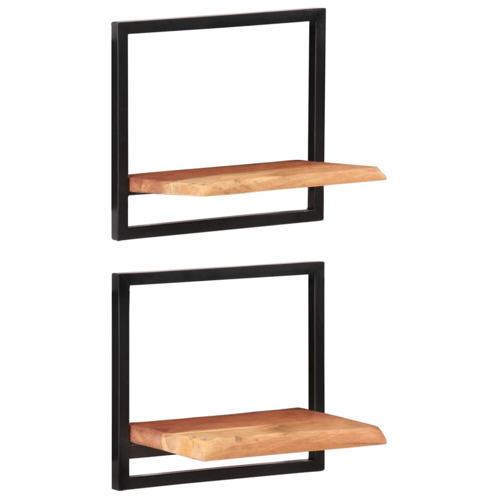 vidaXL Wall Shelves 2 pcs. 40x24x35 cm Solid Acacia Wood and Steel