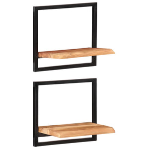 vidaXL Wall Shelves 2 pcs. 40x24x35 cm Solid Acacia Wood and Steel