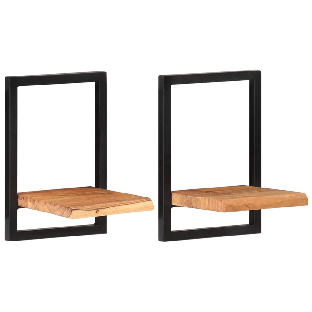 vidaXL Wall Shelves 2 pcs. 25x25x35 cm Solid Acacia Wood and Steel