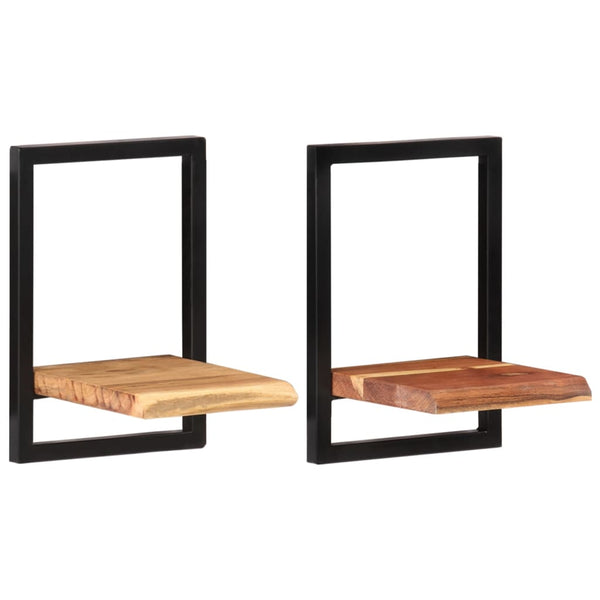 vidaXL Wall Shelves 2 pcs. 25x25x35 cm Solid Acacia Wood and Steel